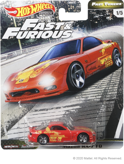 FAST&FURIOUS '95 MAZDA RX-7 #3/5☆red;real riders☆2019 Hot Wheels PREMIUM B